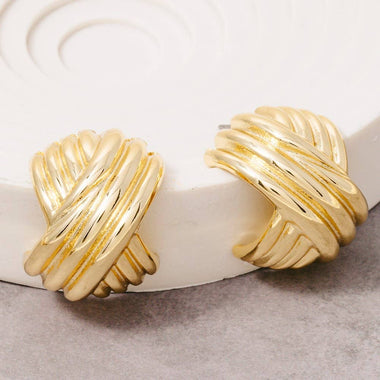 Hash Weave Hoop Earrings - Gold