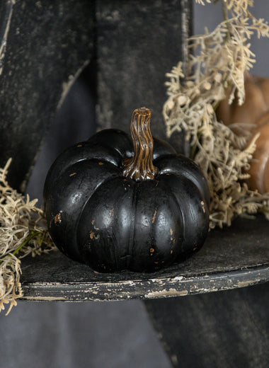 5.25" Black Resin Pumpkin
