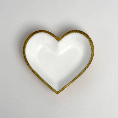 Gold Heart White Enamel Bowl