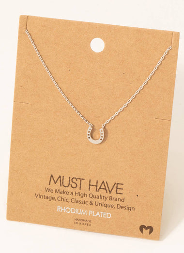 Mini Horseshoe Pendant Necklace - Silver