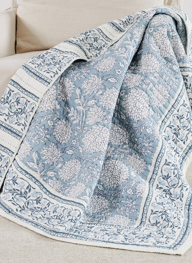 Adare Quilted Throw - Blue - 50x60"