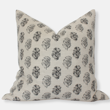 18x18 Cream and Charcoal Floral Pillow Cover