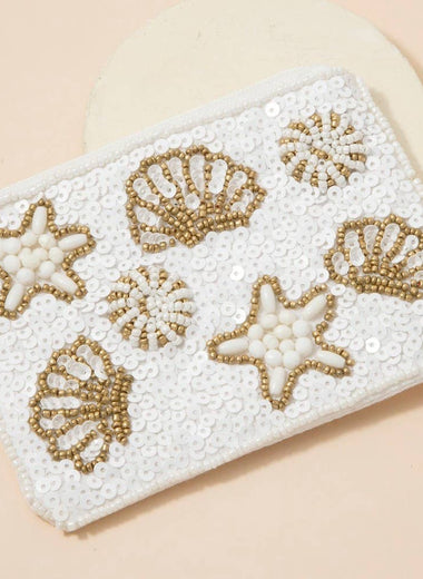 Beaded Starfish & Sea Life Coin Purse