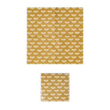 4" Square Paper Cocktail Napkins w/ Bee Pattern