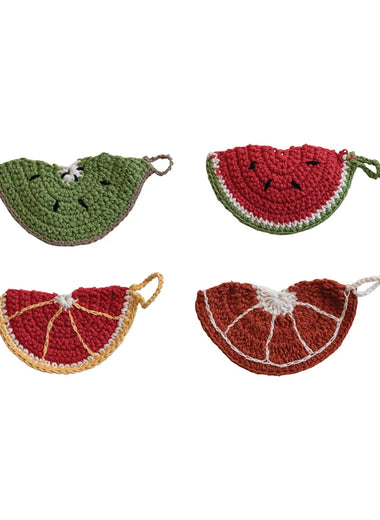 Cotton Crocheted Fruit Shaped Dish Scrubber w/ Loop
