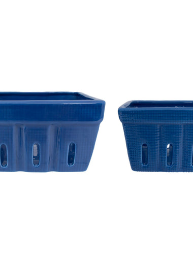 Blue Ceramic Berry Basket