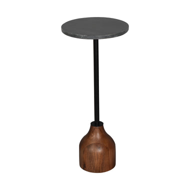 Black Marble & Wood Drink Table