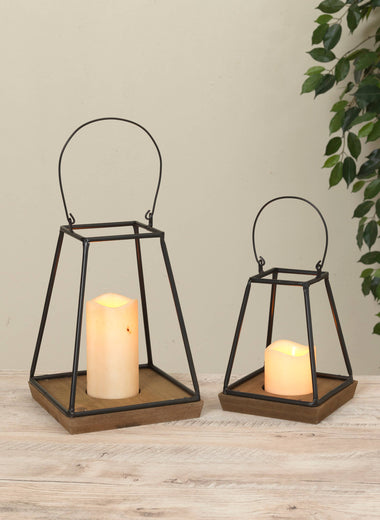 Tapered Wood & Metal Lantern