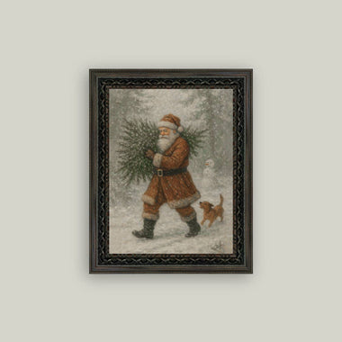 8x10 Santa with Tree Framed Art
