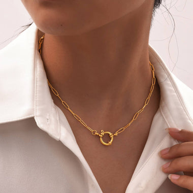 18K Stainless Steel Link Chain Necklace - Gold