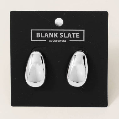 Glossy Teardrop Earrings - Silver