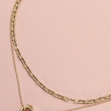 Floral Bud Double Layer Necklace - Gold