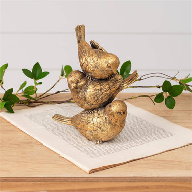 Stacked Gold Tone Bird Figurine