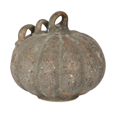 6.5" Dusty Finish Small Glass Pumpkin with Looped Stem