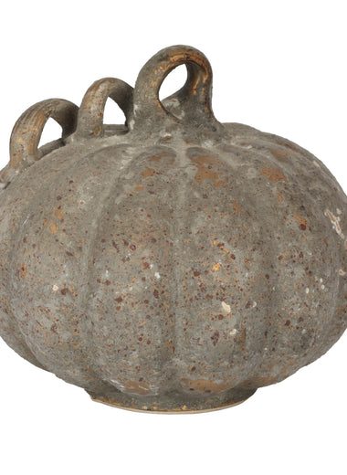 6.5" Dusty Finish Small Glass Pumpkin with Looped Stem