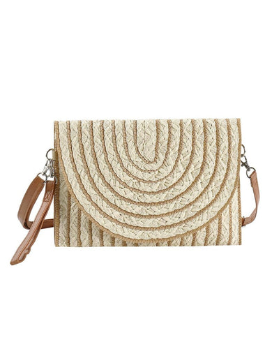 Georgia Striped Straw Crossbody/Clutch - Beige