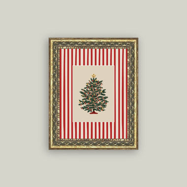 8x10 Peppermint Stripe Tree Framed Art