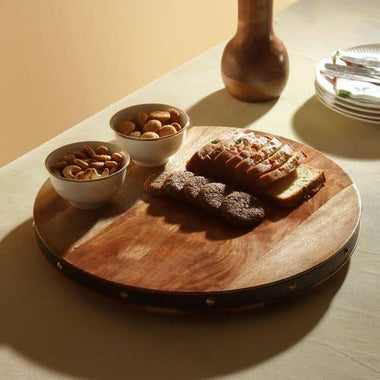 Studded Wood Lazy Susan