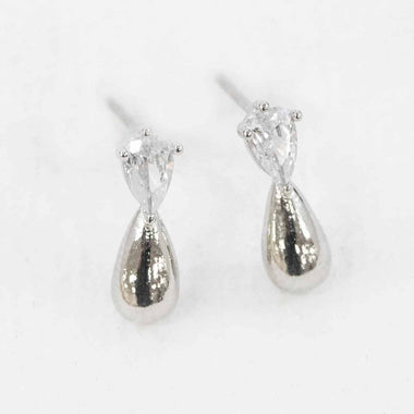 Droplet Stone Earrings | Silver
