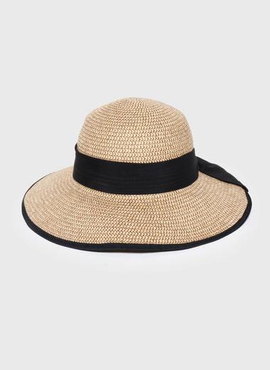 Marled Straw Sun Hat with Band Detail