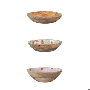 Enameled Fruit Mango Wood Bowl
