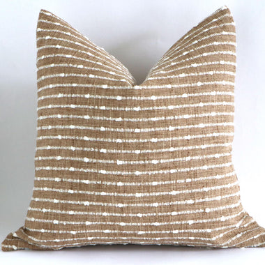 18x18 Camel & Cream Striped Pillow Cover