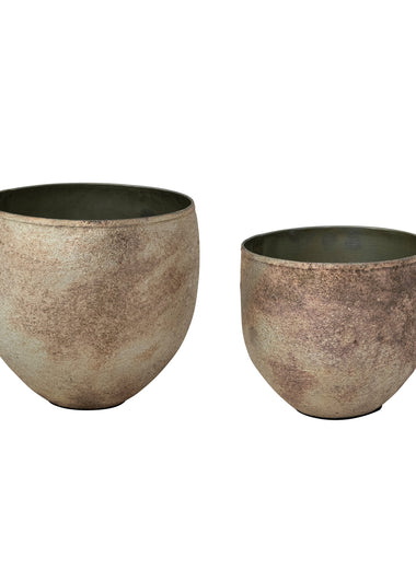 Tarnished Silver Curved Metal Planter