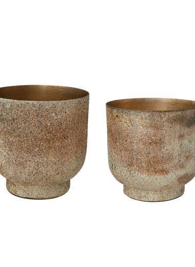 Tarnished Silver Metal Planter
