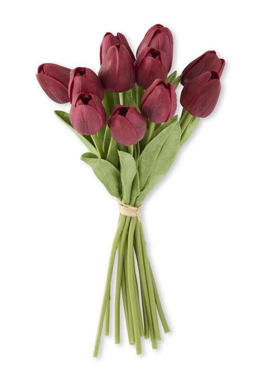 13" Dark Red Real Touch Mini Tulip Bundle