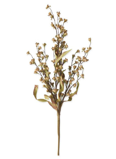 23" Cream Wood Bead Berry Bush