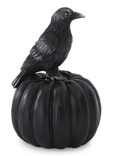 Black & Silver Crow on Pumpkin
