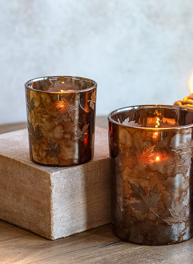 Glass Leaf Candle Holder