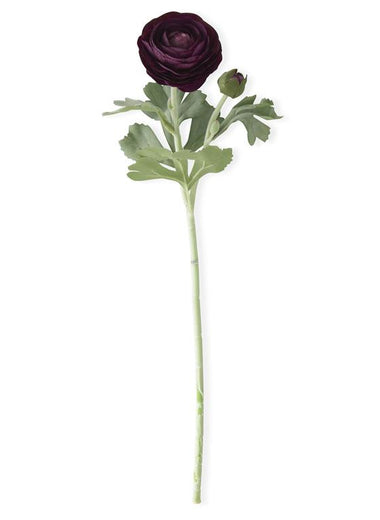 19" Real Touch Dark Purple Bud & Bloom Ranunculus