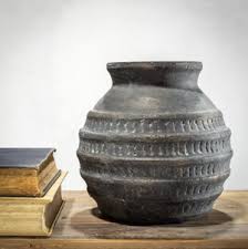 8.25" Black Terracotta Stripe Vase