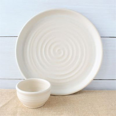 Rowe Pottery Ridges Chip & Dip Set