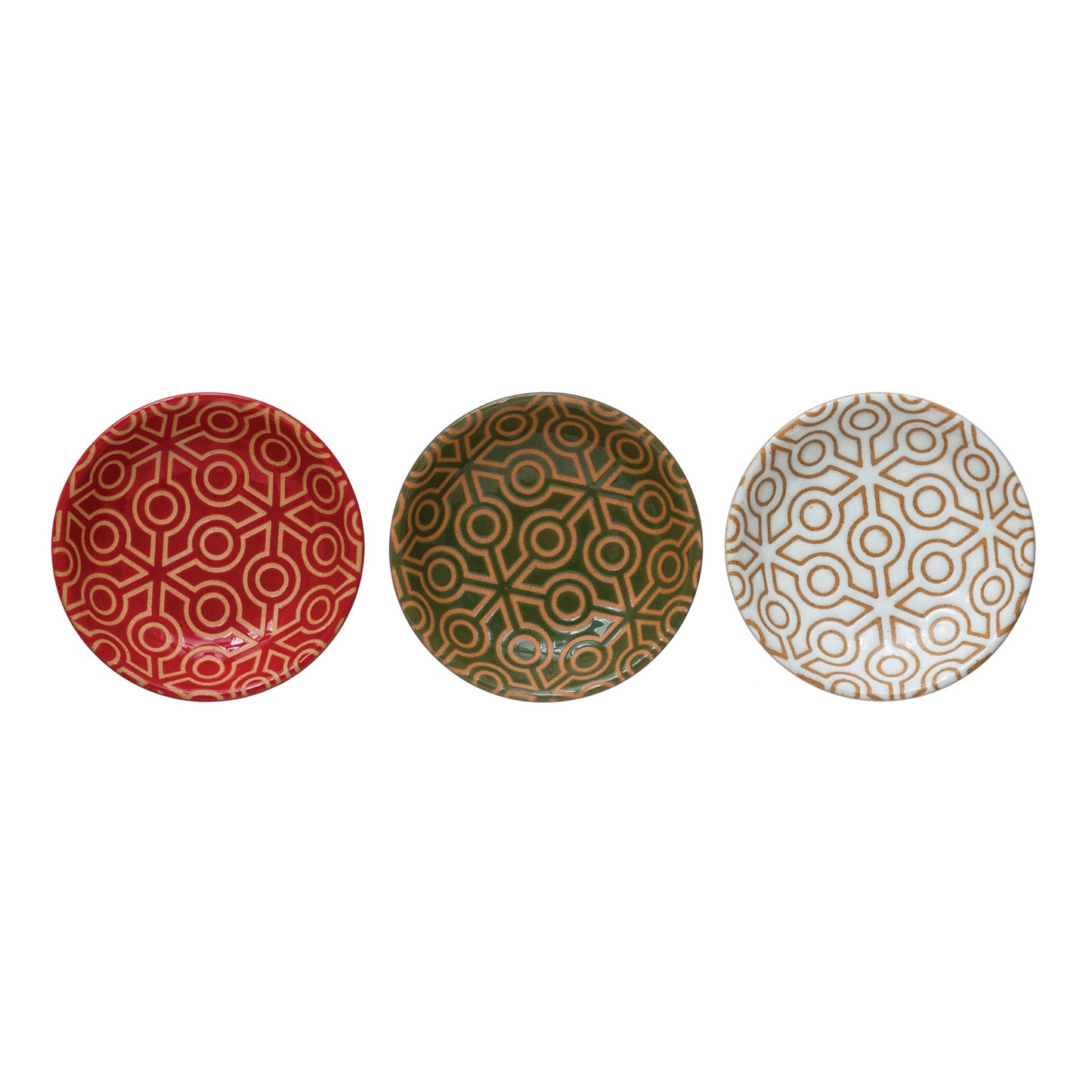 3-3/4" Round Stoneware Dish with Snowflake Pattern