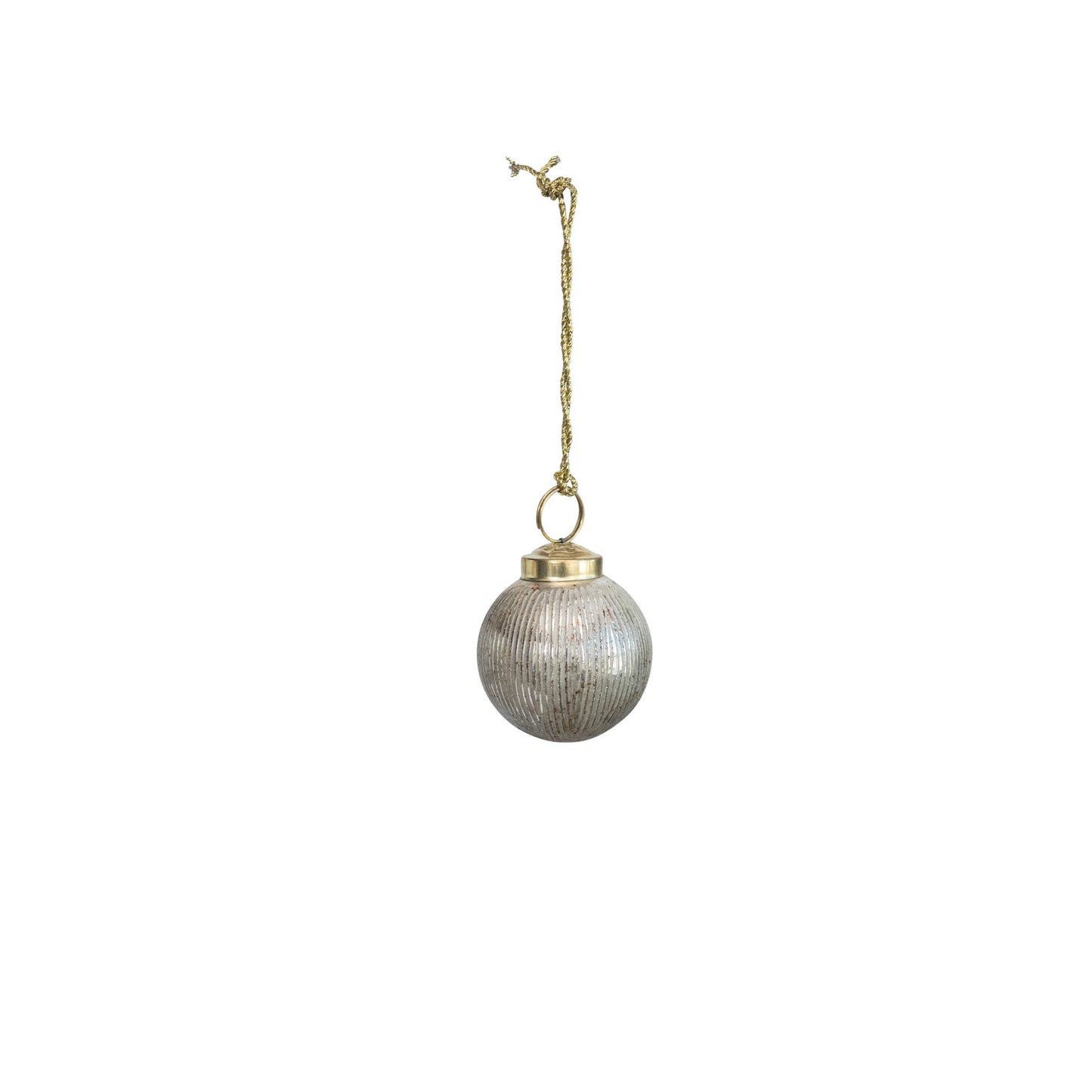Ribbed Silver Ball Ornament