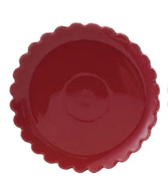 Red Scalloped Stoneware Plate