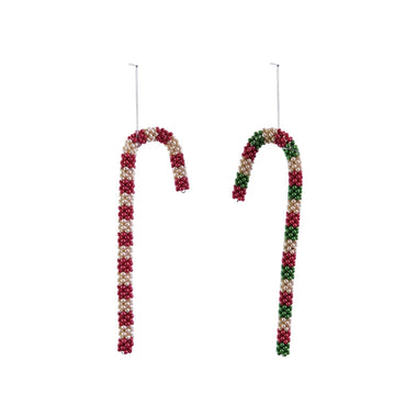 Beaded Candy Cane Ornament with Stripes