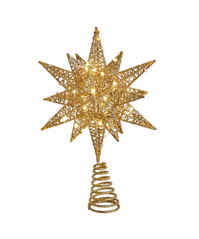 11" Prelit LED Gold Starburst Tree Topper