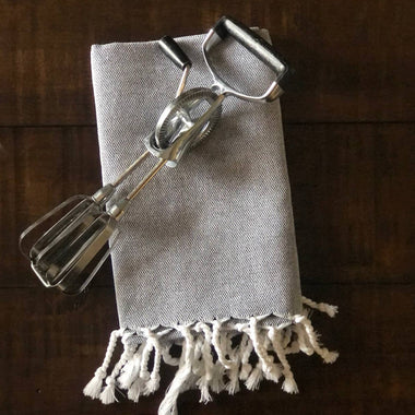Turkish Charcoal Hand Towel with Fringe