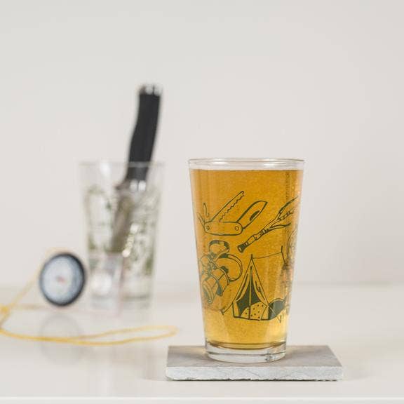 Camping Tools Pint Glasses - Moss