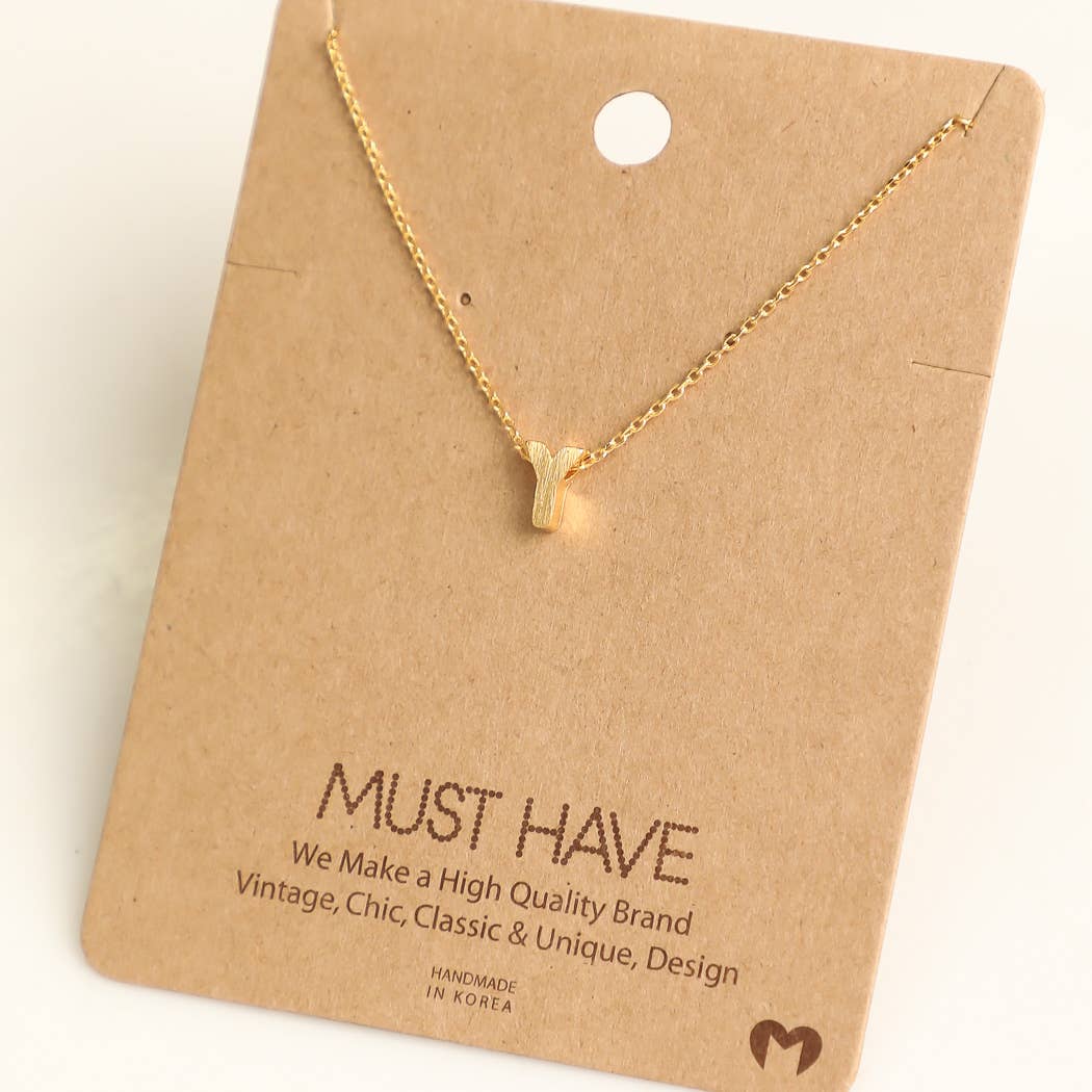 Initial Y Pendant Necklace - Gold