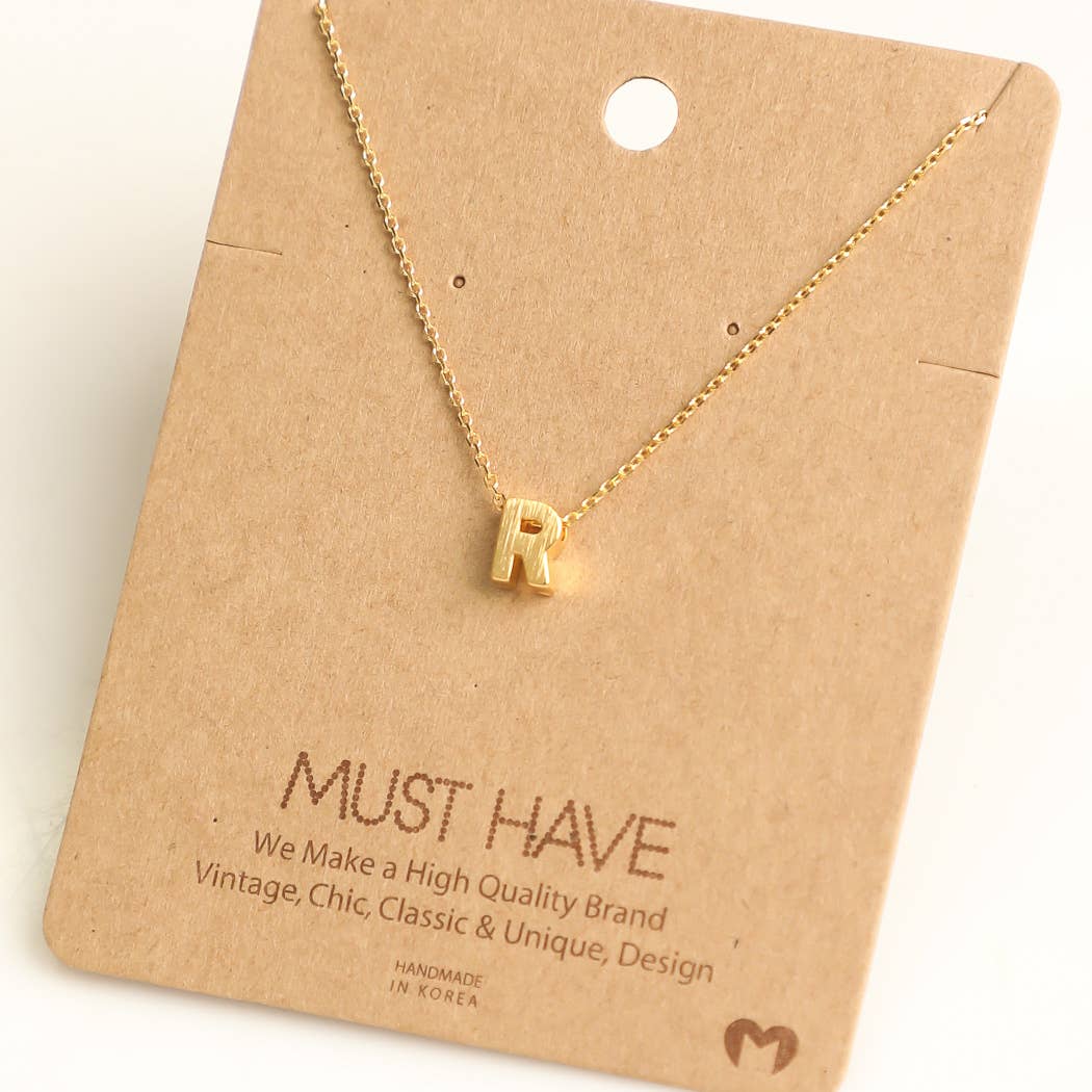 Initial R Pendant Necklace - Gold