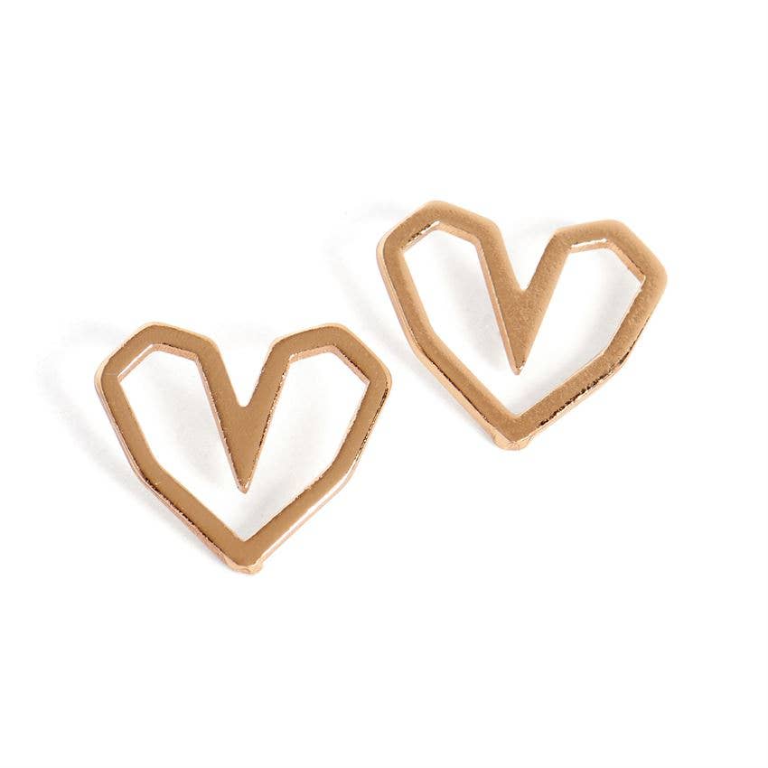 Gold Heart Outline Earrings