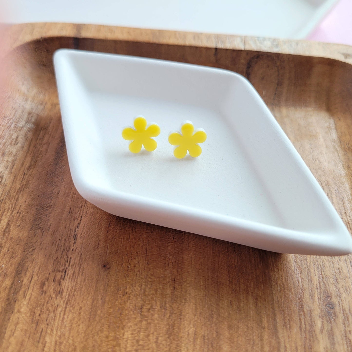 Flower Studs - Sunshine Yellow / Acrylic Stud Earrings
