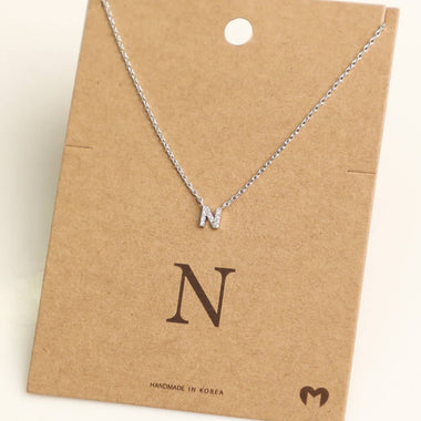 Mini Initial N Necklace - Silver