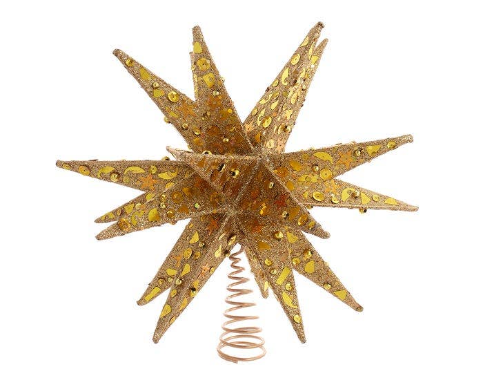 12" Gold Moravian Star Tree Topper