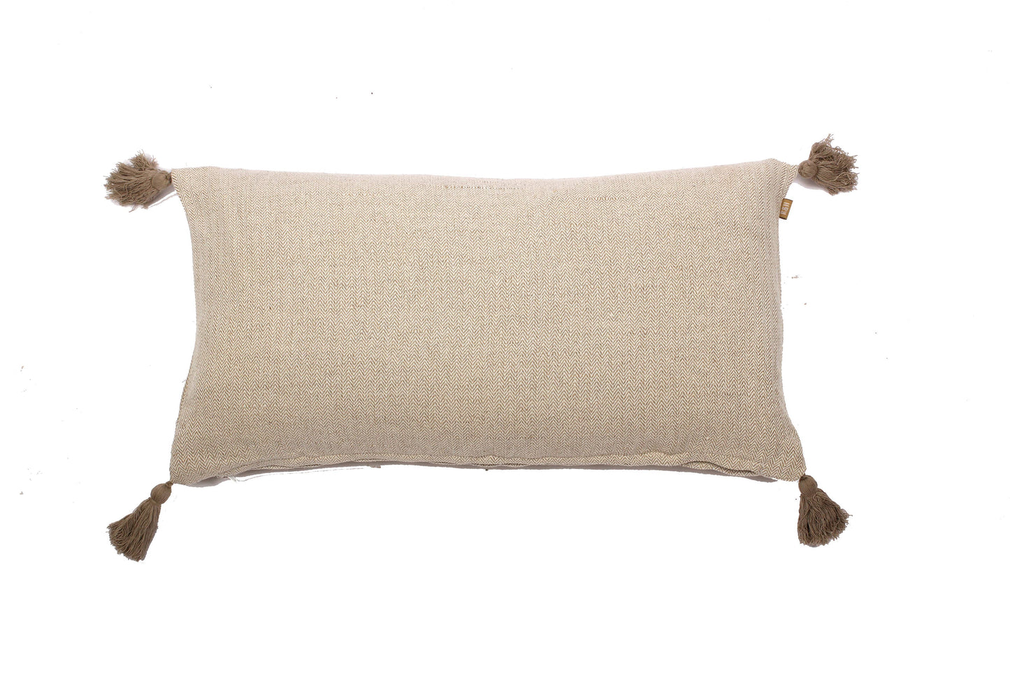35" Long Herringbone Taupe Pillow
