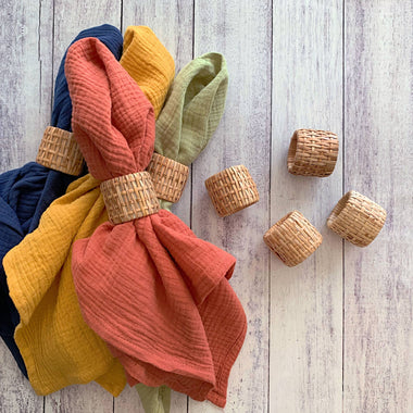 Rattan Napkin Rings - Set of Four